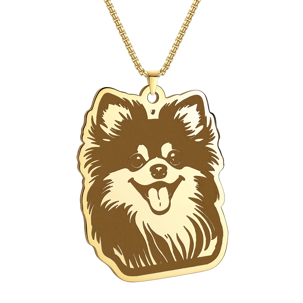 CHENGXUN Stainless Steel Necklace Pomeranian Pendant Birthday Commemorative Gift for Men and Women