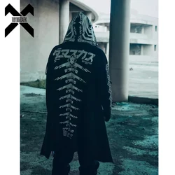 2024 Autumn Punk Trench Hoodies Jacket Creative Print Tactical Functional Hoody Coat Harajuku Hip Hop Streetwear Techwear