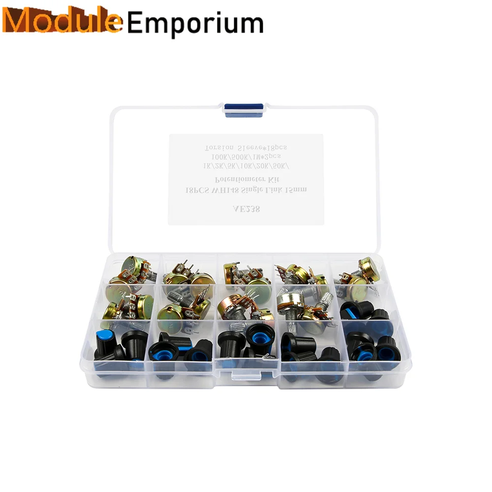 18PCS WH148 Single Link 15mm Potentiometer Kit 3Pin With Knob