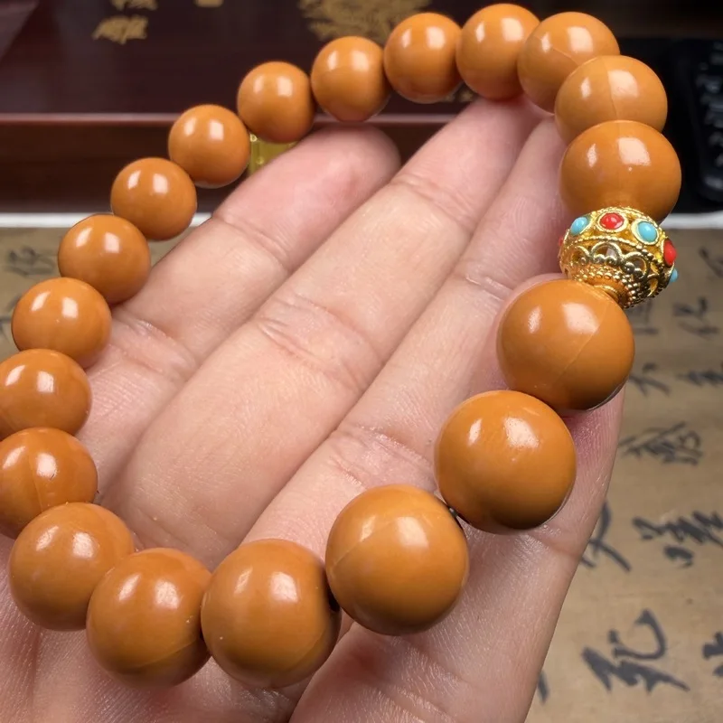 Houhou Walnut Round Polished Bead Bracelet, Finely Carved, Suitable Both Men And Women