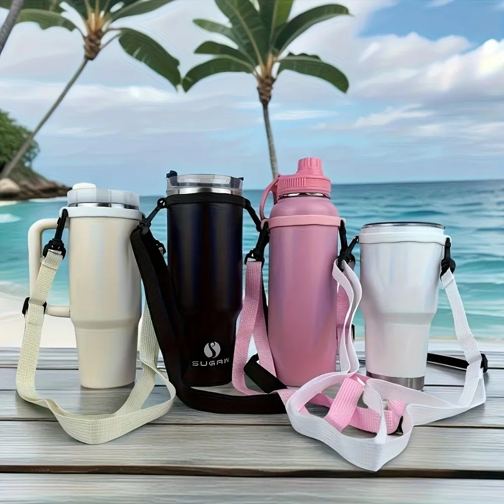 New Adjustable Water Bottle Handle Strap 25mm Portable Shoulder Rope Water Cup Crossbody Strap for Travel Outdoor Activities