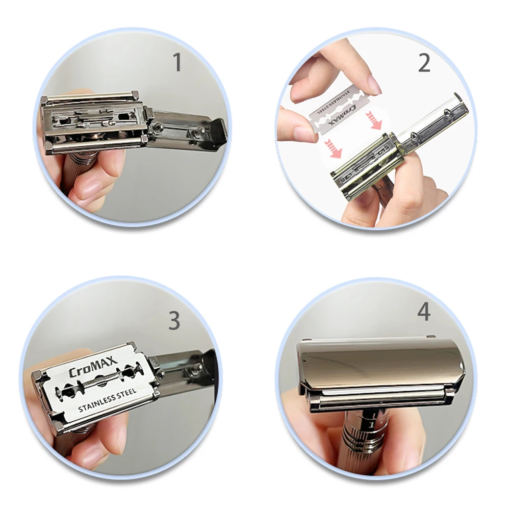 Whityle 09T-1 Glide 3.0 Pro Adjustable Safety Razor Double Edge Shaving Razor with Rolling Wheel 5 Blades For Man Shaving Kit