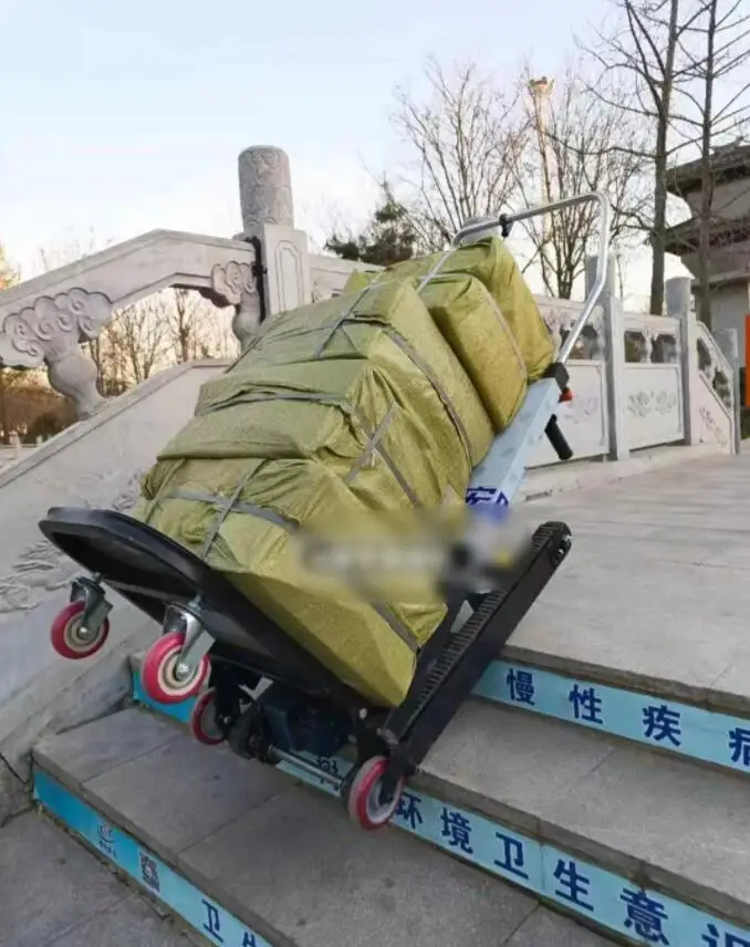 Load 150kg Electric Crawler Stair Climber Cart up and down Stairs Truck Foldable with Battery Motor Thickened Rubber Chain