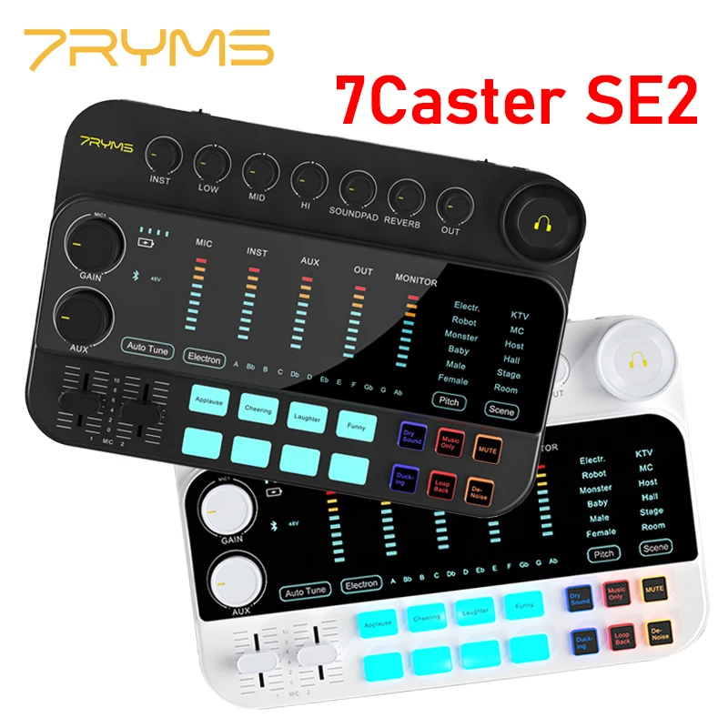 

7Ryms 7Caster SE2 Mulit-functional Streaming Podcasting Recording Audio Interface with XLR, 3.5mm, 6.35mm Instrument Inputs