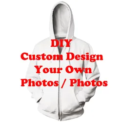 DIY Custom Design 3D Printed Hoodies Men Women Fashion Sweatshirts Oversized Zipper Hoodie Pullovers Kids Jackets Coats Clothing