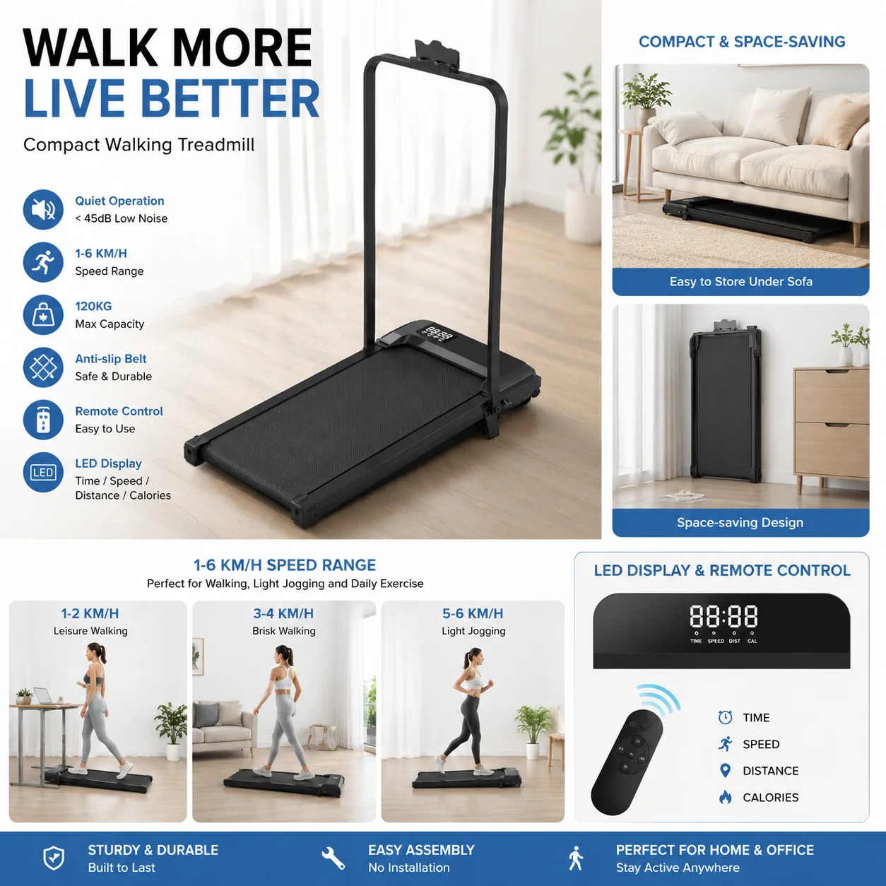Masa Altı Yürüyüş Bandı Katlan - Home Gym Electric Machine incelemesi ve fiyatı
