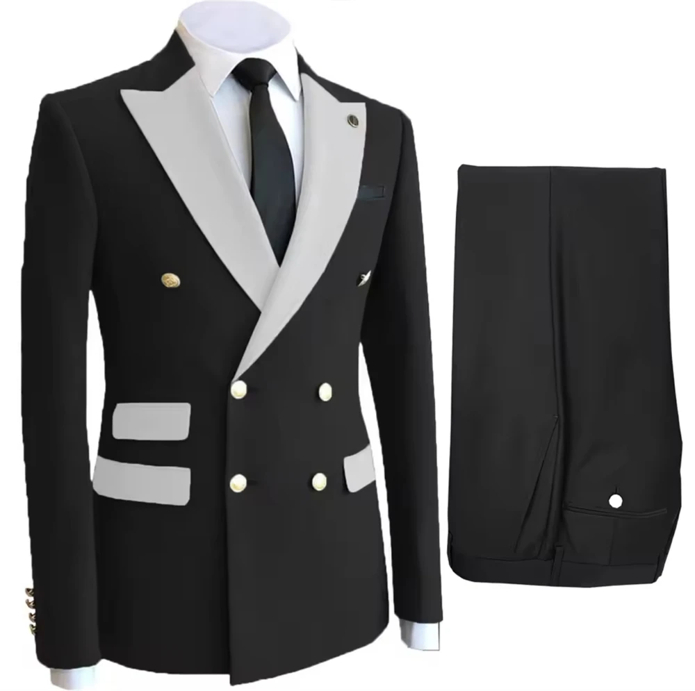 

Мужской деловой костюм на заказ, 2 предмета/комплект, повседневный, с лацканами, новый, смокинг для жениха, свадебный, приталенный, Terno Masculino, пиджак + брюки