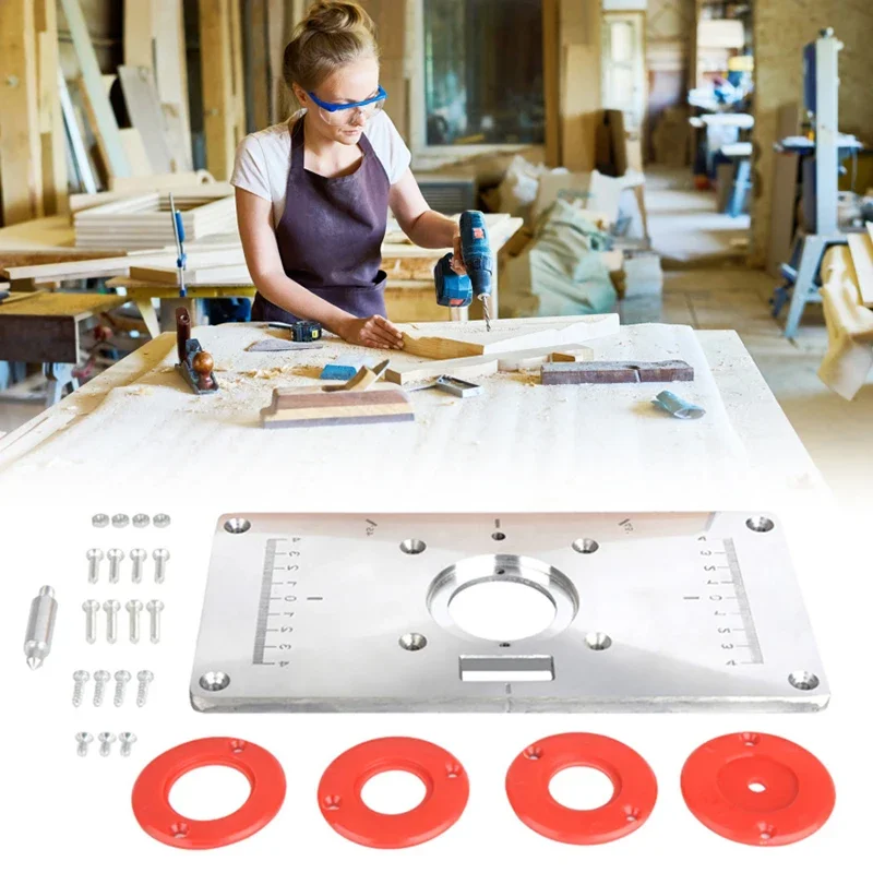 Multifunctional Aluminium Router Table Insert Plate Woodworking Benches Wood Router Trimmer Plate Engraving Machine Tools