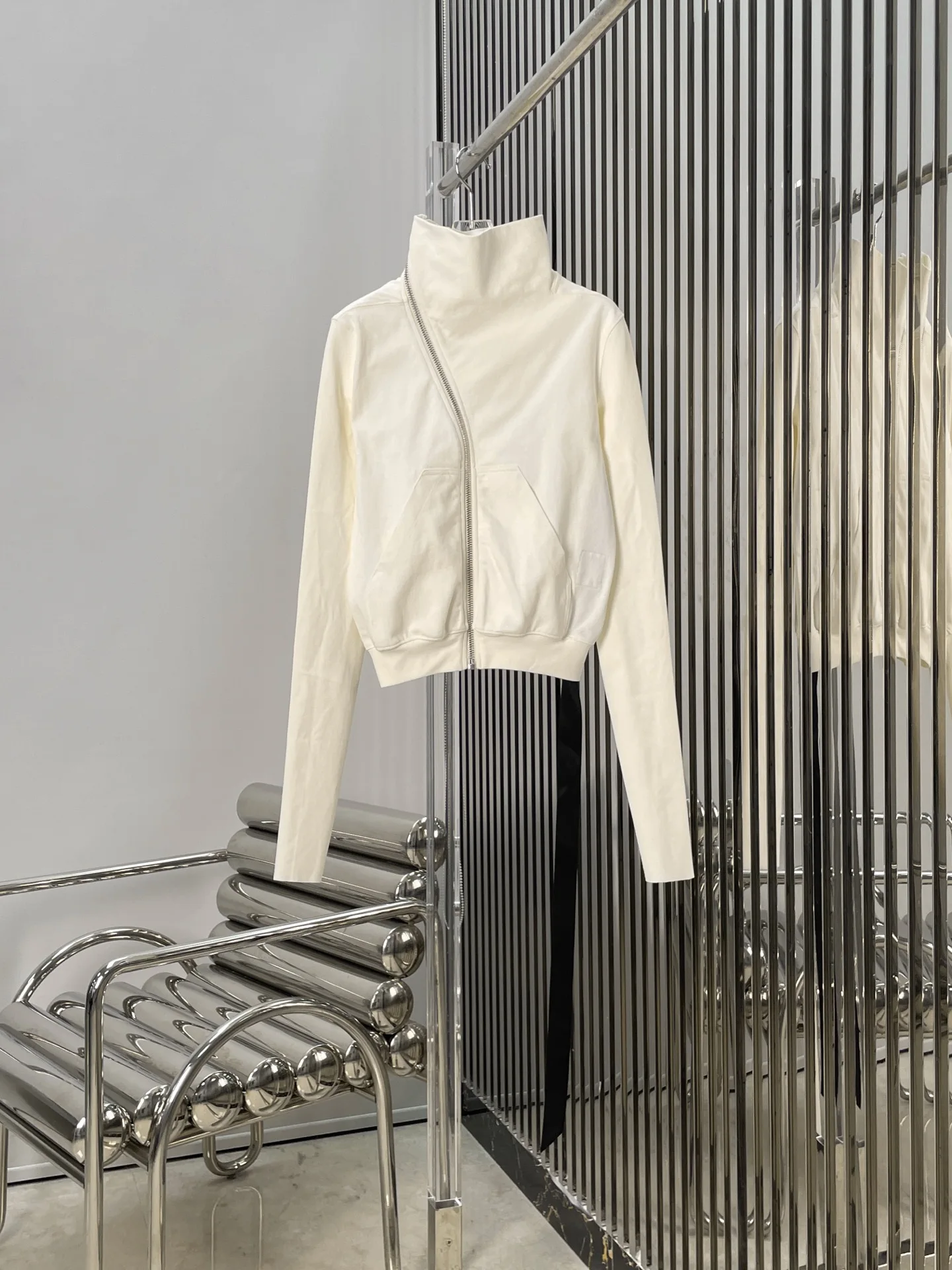 

Женская толстовка на молнии с воротником-стойкой, приталенного кроя, с асимметричным дизайном, из хлопка, универсальная повседневная верхняя одежда