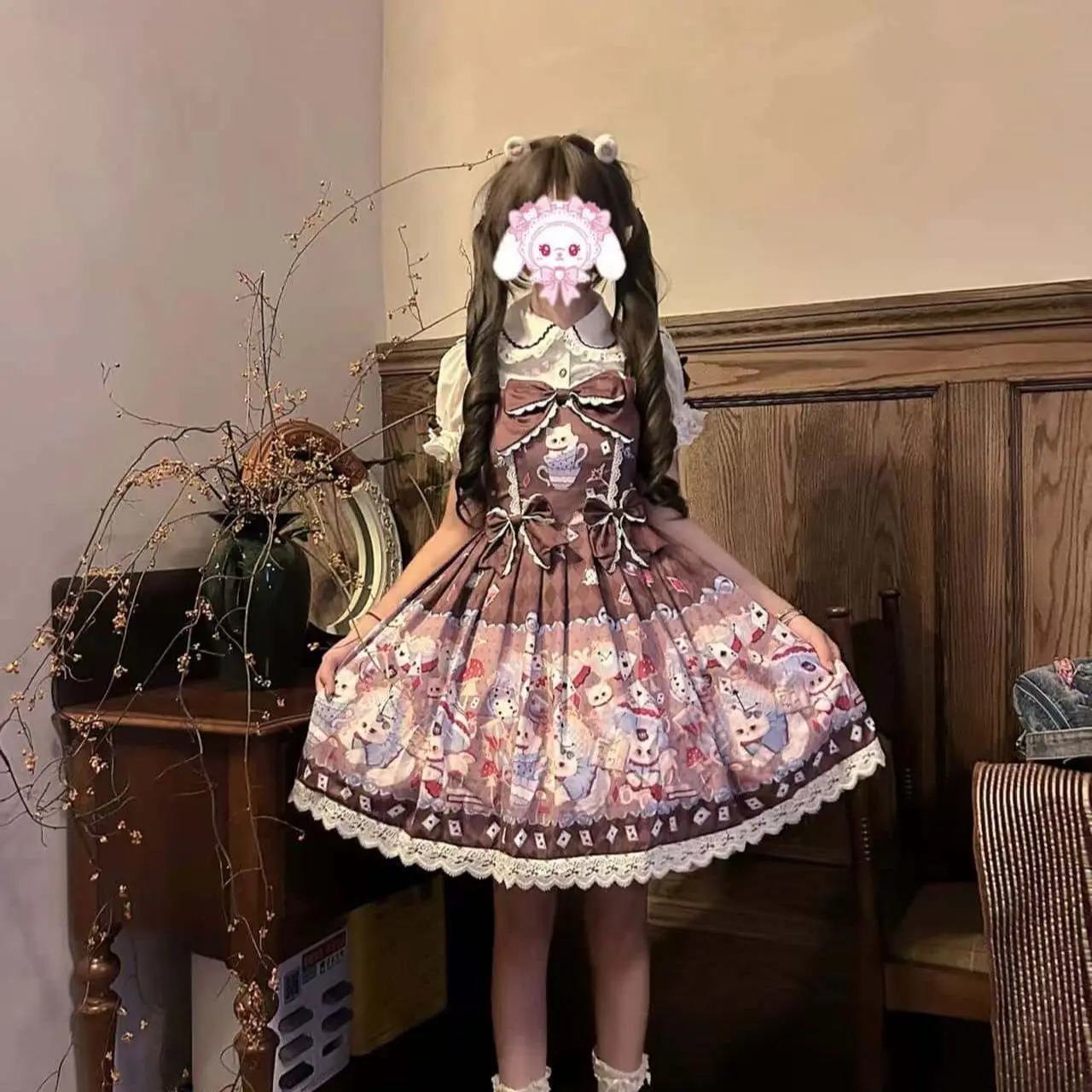 SOIOMES Oryginalny [Alice's Tea Meow Club] Lolita Autentyczny Projekt JSK Jesień/Zima Codzienna Spódnica LO Słodka i Urocza