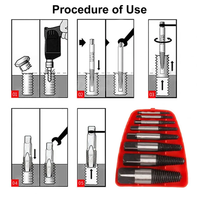 Juego de guías para Extractor de tornillos dañados, Kit Extractor de pernos rotos, herramienta de taladro fácil de sacar, 8/6 piezas