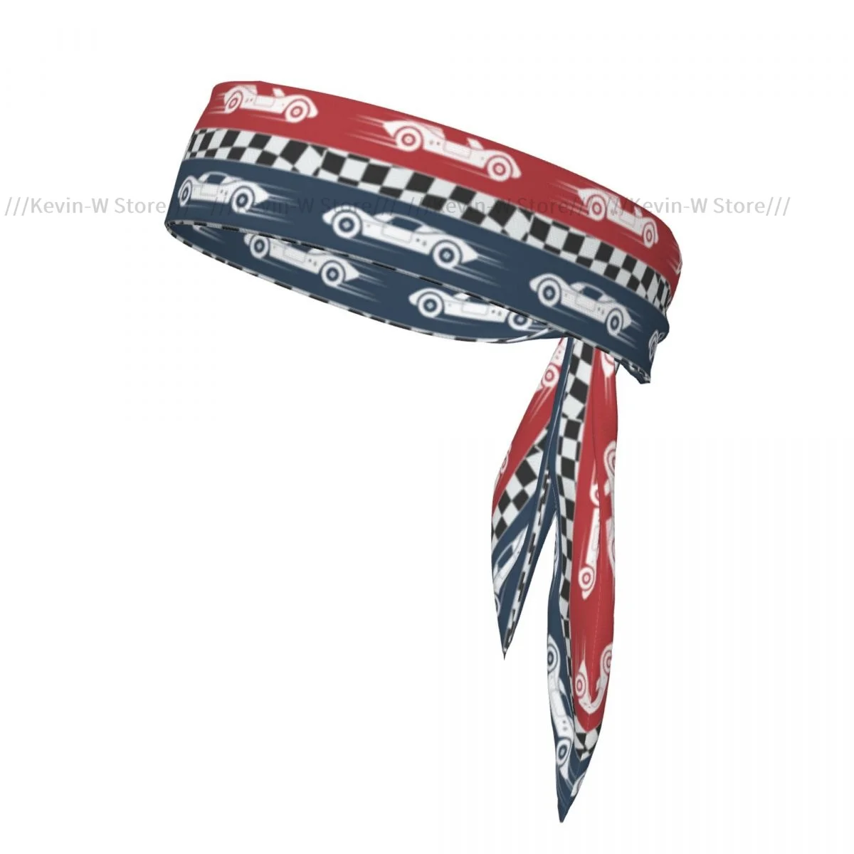 Tie Headbands Vintage Race Cars On Checkered Flag Sports Head Band Athletic Sweatband Bandana Sweat Wicking