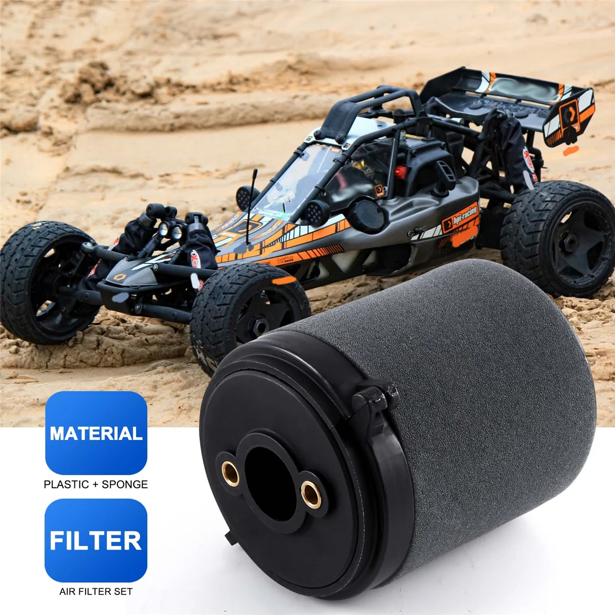 Air Filter Set Fit for 1/5 KM ROVAN Baja 5B 5T 5SC for 23Cc 26Cc 29Cc 30.5Cc 32Cc 36Cc Engine for Rovan Motor