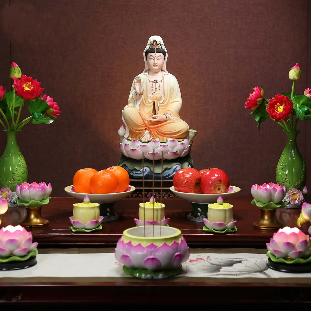 5A+ HOME shop high grade Buddha statue Guan yin PU SA Avalokiteshvara Buddha COLOR Ceramic statue bless safe health good luck