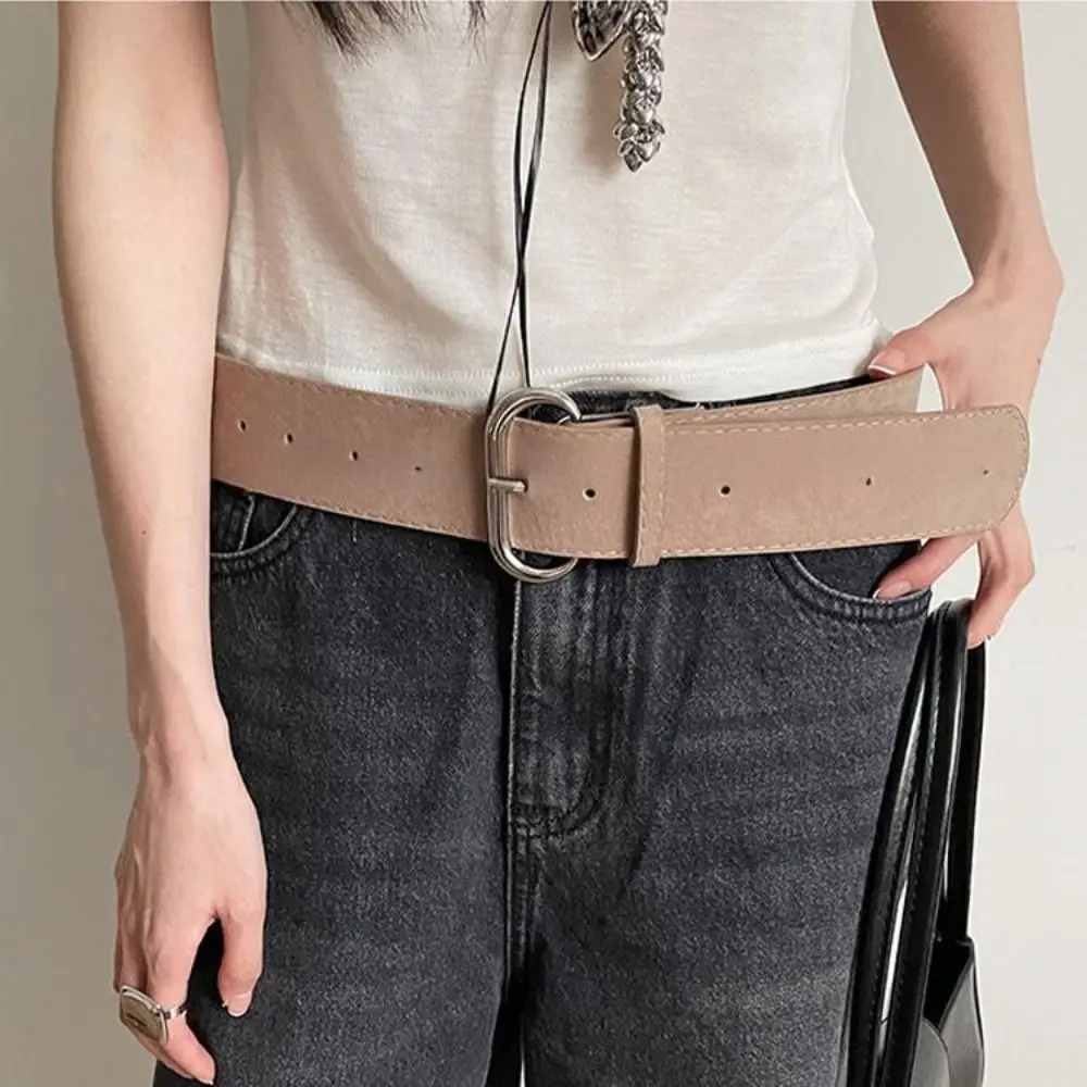 

Women Fashion Luxury Design Suede Leather Wide Belt Casual Versatile Business Waist Strap Trendy Pin Buckle Waistband Gifts