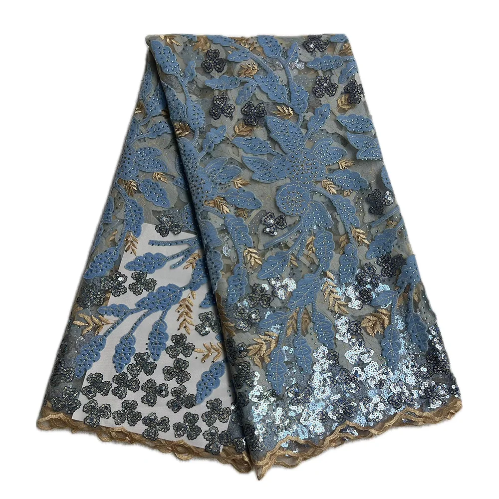 High Quality Sequined Velvet Lace Fabrics Women Tulle Mesh Hot Sale Embroidery Velvet Lace Fabric For Weddings Dress Luxury