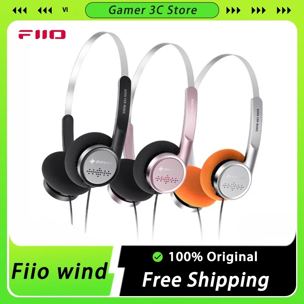 Наушники Fiio SnowSky Wind, проводные наушники в стиле ретро, 40 мм, Hi-Fi затычки для ушей, портативные легкие игровые наушники с креплением на голову