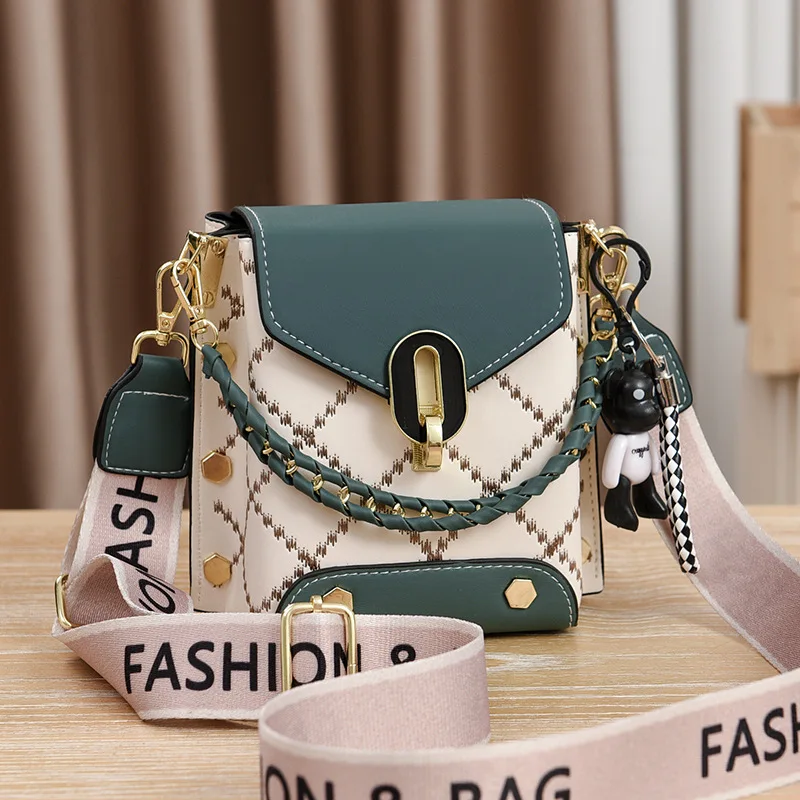 

Women's Bag Chain Pu Leather Lattice Daily Commuter Crossbody Bag for Women Shoulder Phone Bag Exquisite Print Shopping Bags