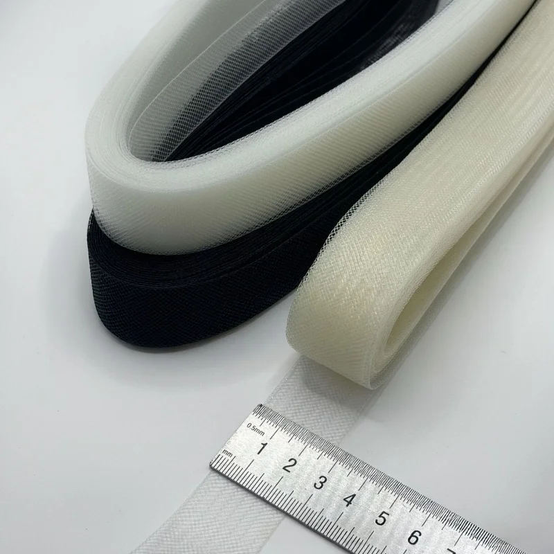 50/100/200 Polyester Flat Plain Horsehair Crinoline Cyberlox Braid for Craft Boning Sewing Wedding Dress Dance DIY Accessories