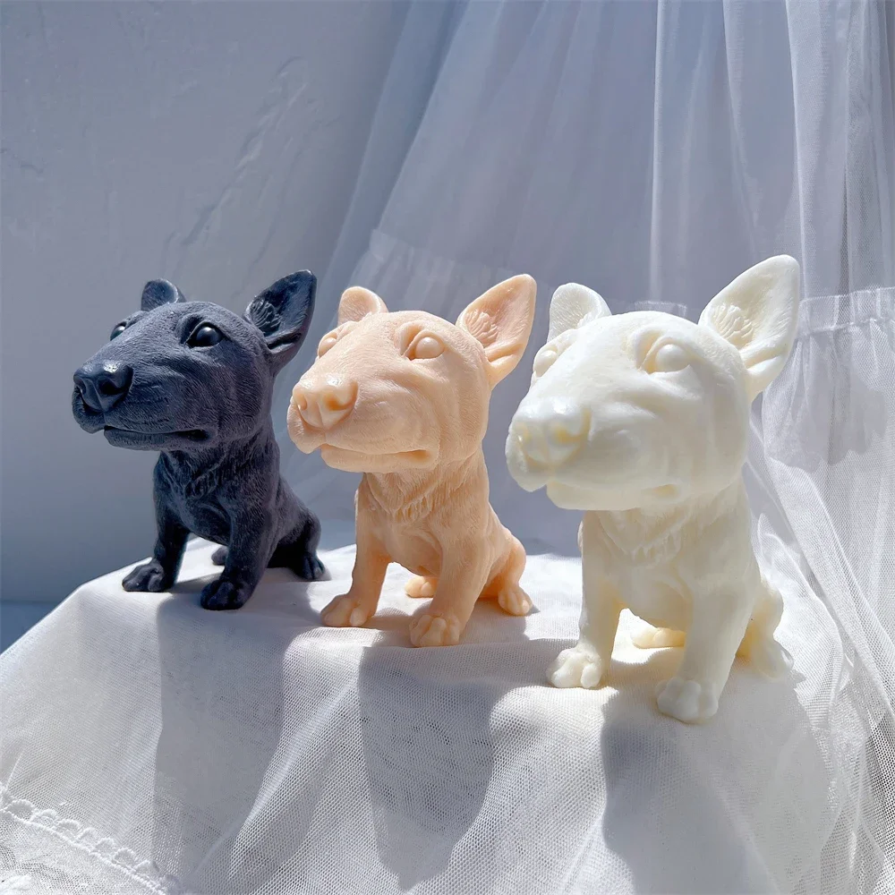 

2025 hot sale Bull Terrier Statue Candle Silicone Mold Animal Puppy Bull Terrier Dog Statue Soybean Wax Silicone Mold Pet Home D