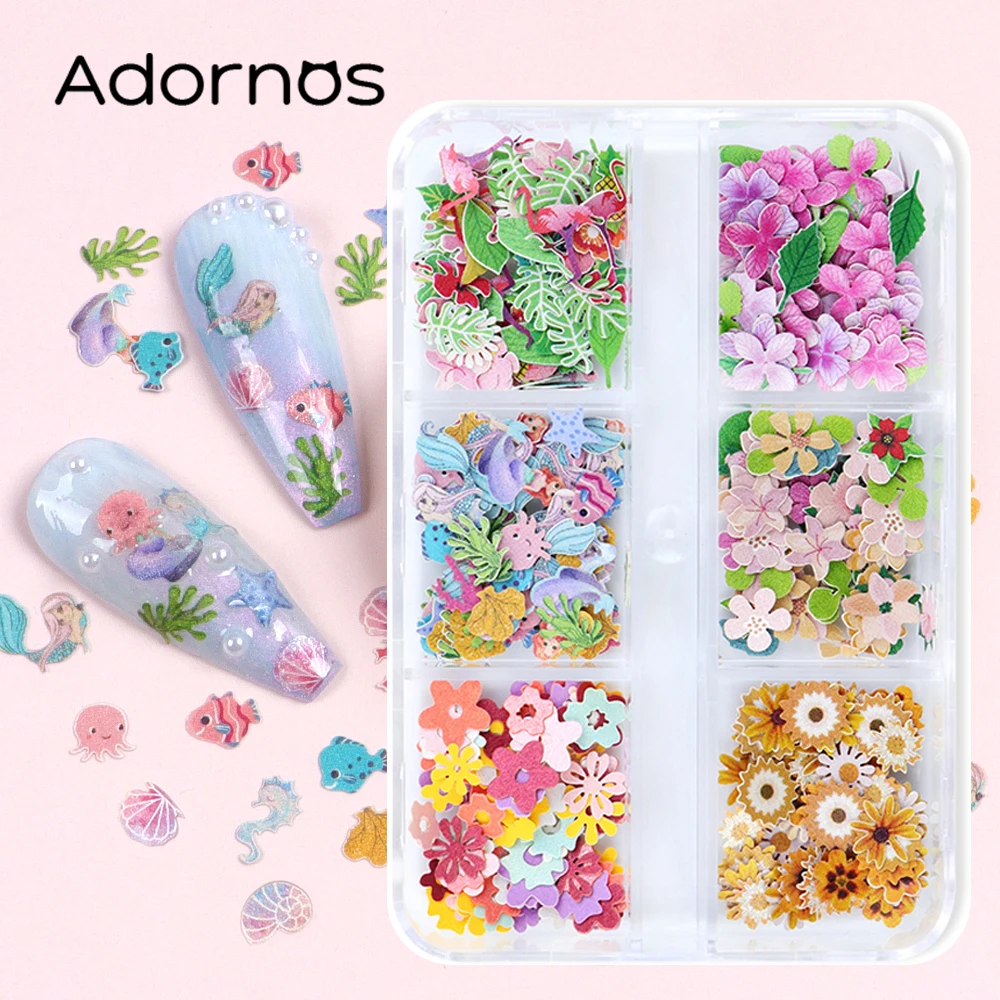 180 قطعة رقائق زهور لب الخشب مسمار الفن اكسسوارات فراشة الزهور رقائق مستلزمات الأظافر الربيع عيد الحب مانيكير الديكور #2