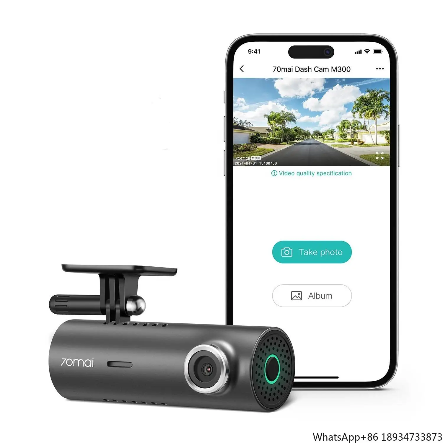 Global  Version 70mai M300 Dash Cam Car 1296P Night Vision DVR Recorder 24-hour Parking  WiFi and App Control