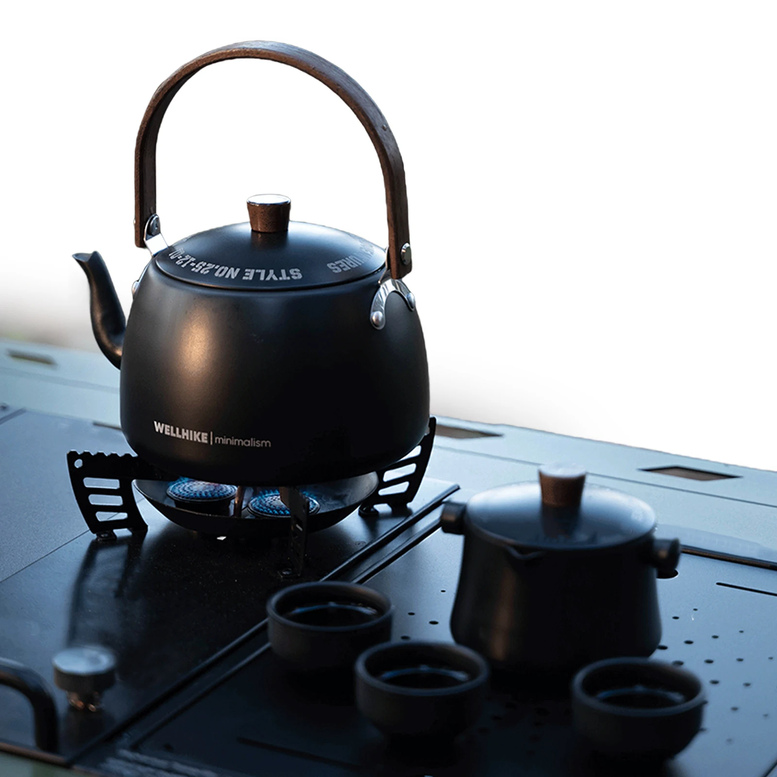 1.1L Large Portable Stovetop Tea Kettle Fast Heating Outdoor Campfire Camp Kettle Compact Lightweight for Hiking Backpacking