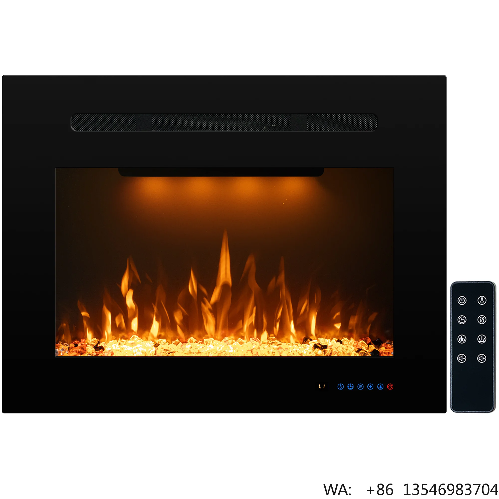 Benrocks 28\" Modern Electric Fireplace Heater Adjustable Ambience Light Recessed Built-In for Warm Winter Ambience House Hotel