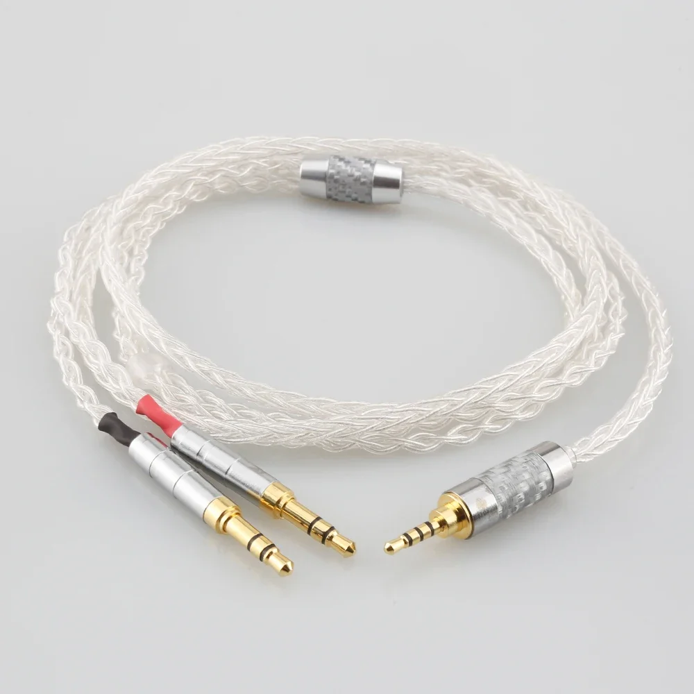 High Quality Braided High-Purity 99% 4N Pure SILVER Wire Cord Headphone Cable for Hifiman SUNDARA he400i he400s HE560