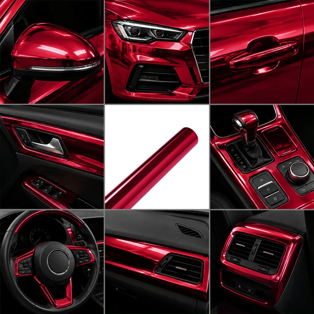 Red Electro Coating Film Car Stickers Color Change Vinyl Film Electroplate Sticker Bubble Free Wrapping Film Car Accessories