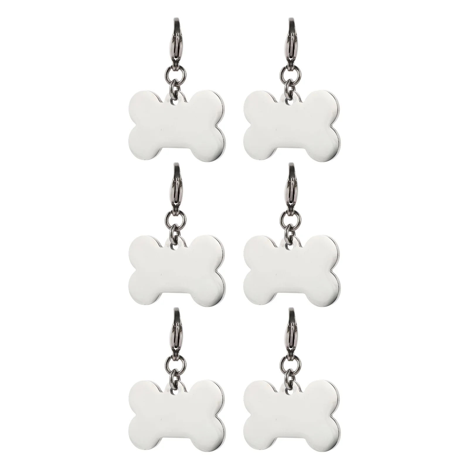 

6pcs Pet Tags Stainless Steel Large Bone Shaped Dog Cat ID Tags Engraved Durable Metal Pet Supplies Collar Accessories