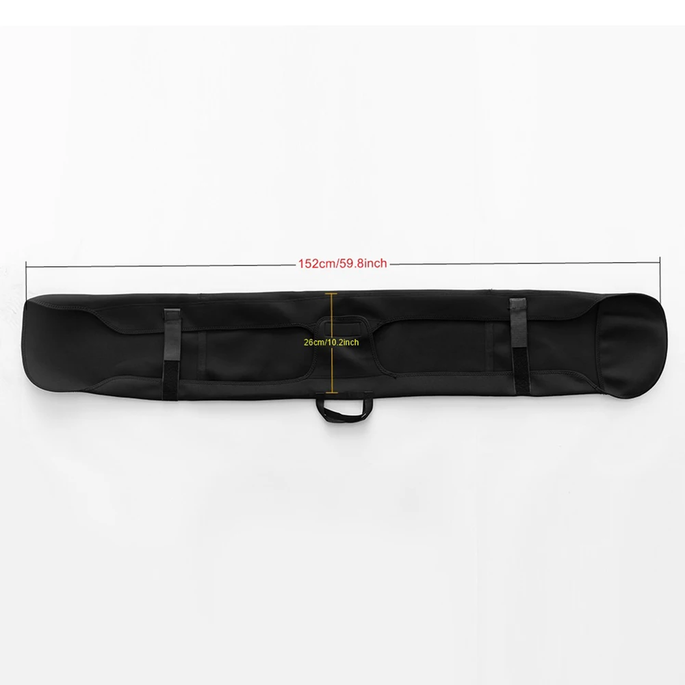 Stretchable Snowboard Bag  Neoprene Ski Bag  Elastic Cover with Handle  Protects Skis from Scratches and Water Damage Black