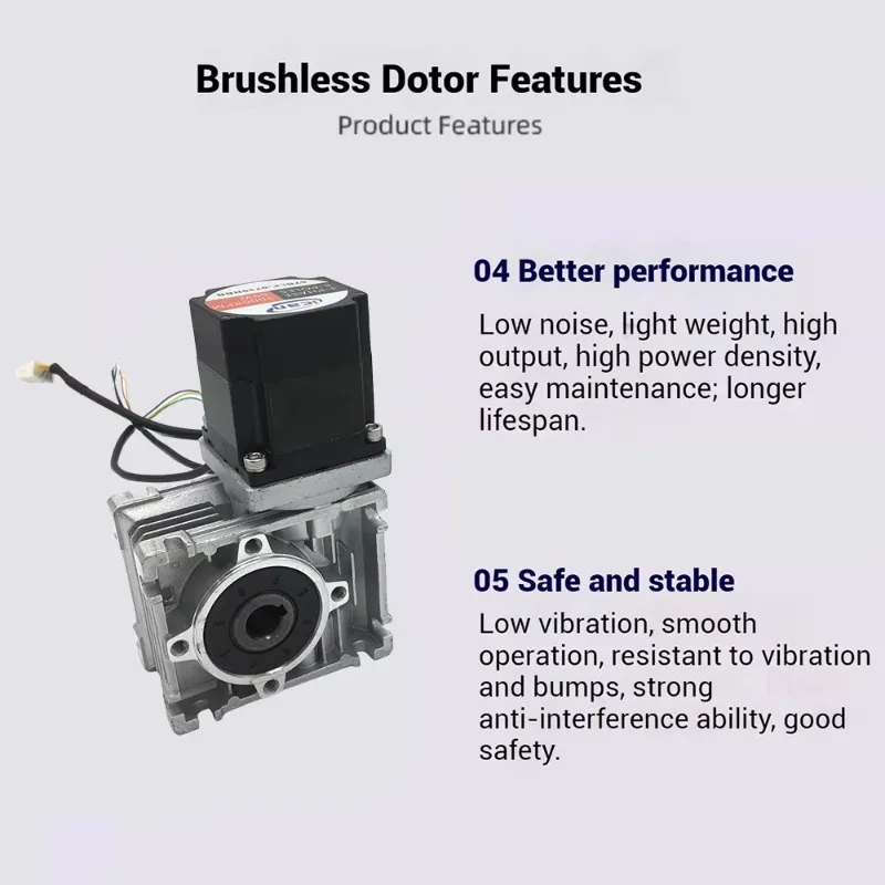 【Smart】High Torque Electric Brushless Gear Motor RV040 Worm Gear Reducer 86BLDC DC 48V/AC 220V With Controller Kit 3000RPM High