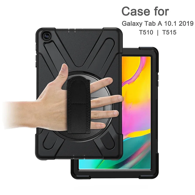 

Case For Samsung Galaxy Tab A 10.1 inch 2019 T510 T515 Tablet Case Stand Holder Hand Shoulder Strap 360 Rotation Anti-fall Cover