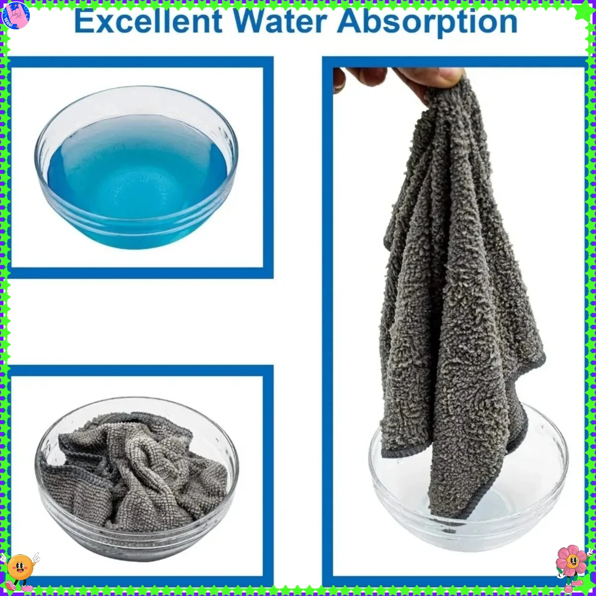 マイクロファイバークリーニングクロス - 8枚入り、12 x 16インチ、高吸収性、糸くずが出ない、拭き跡が残らないクリーニングクロス