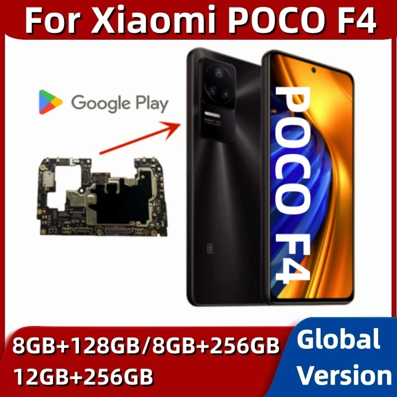 

5G Motherboard for Xiaomi POCO F4, Original Unlocked Mainboard, 128GB, 256GB, Global ROM, Full Chips