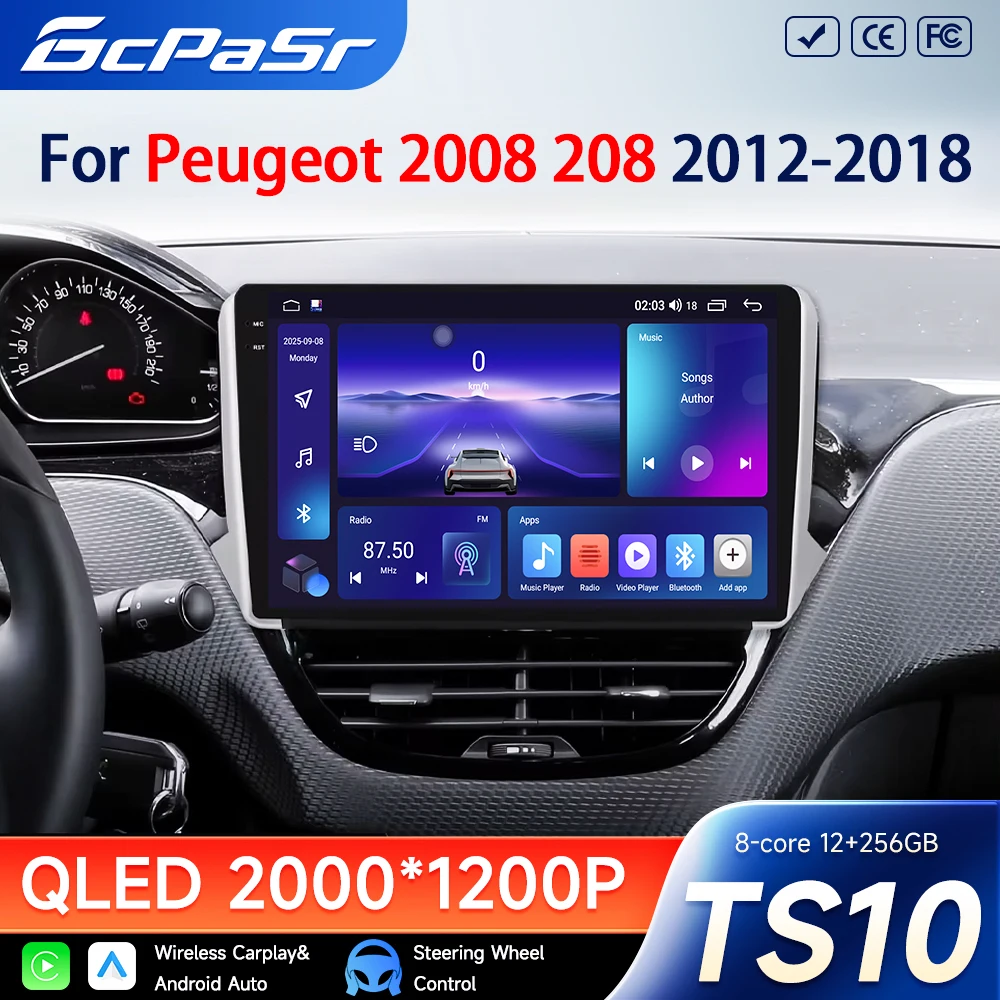 Carplay Android Radio For Peugeot 2008 208 Series 2012-2018 Multimedia Video Player Navigation Head Unit Stereo No 2din DVD