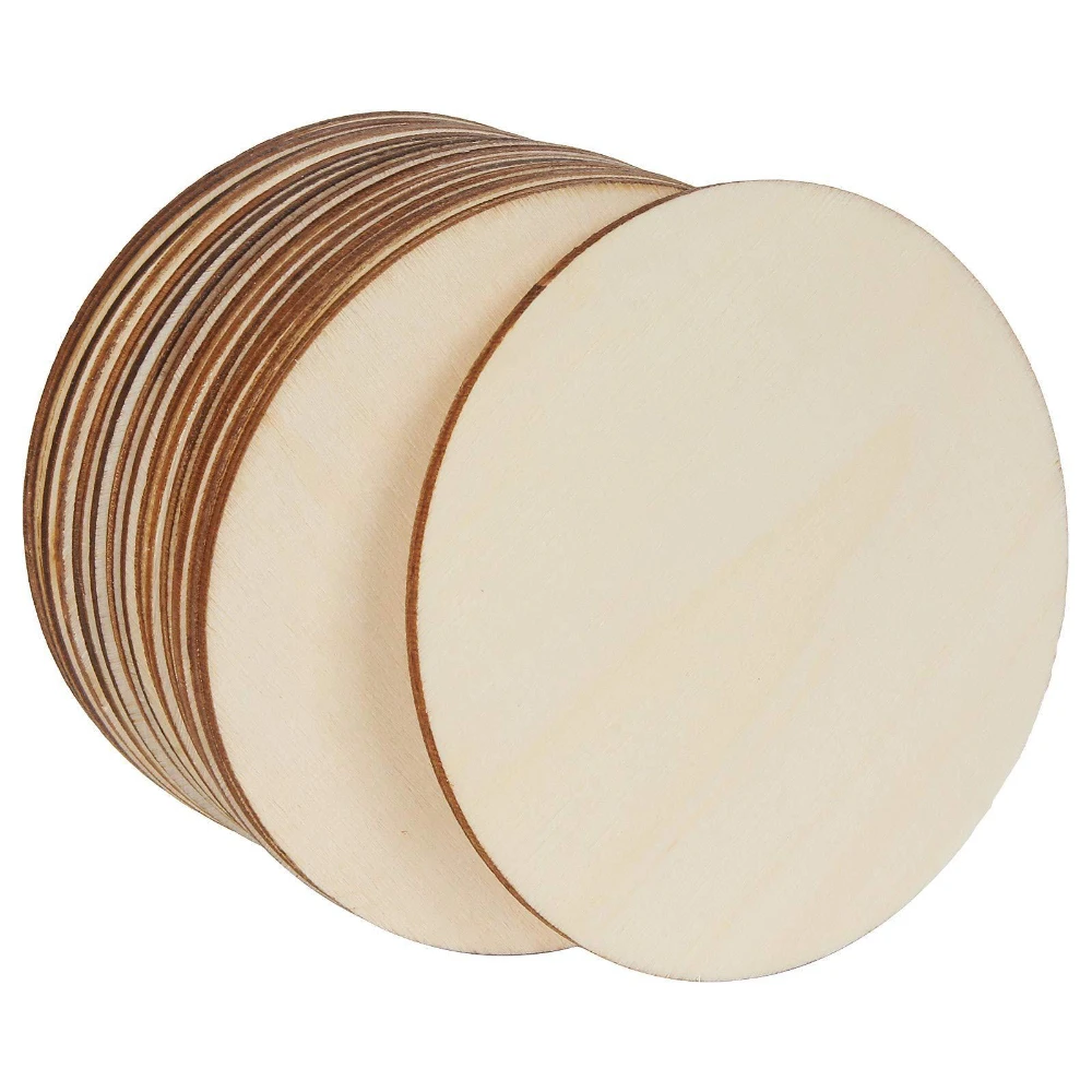 10pcs 60mm Unfinished Round Disc Cutouts Blank Round Wood Circles for DIY Crafts Painting Staining Coasters Making Home Decor