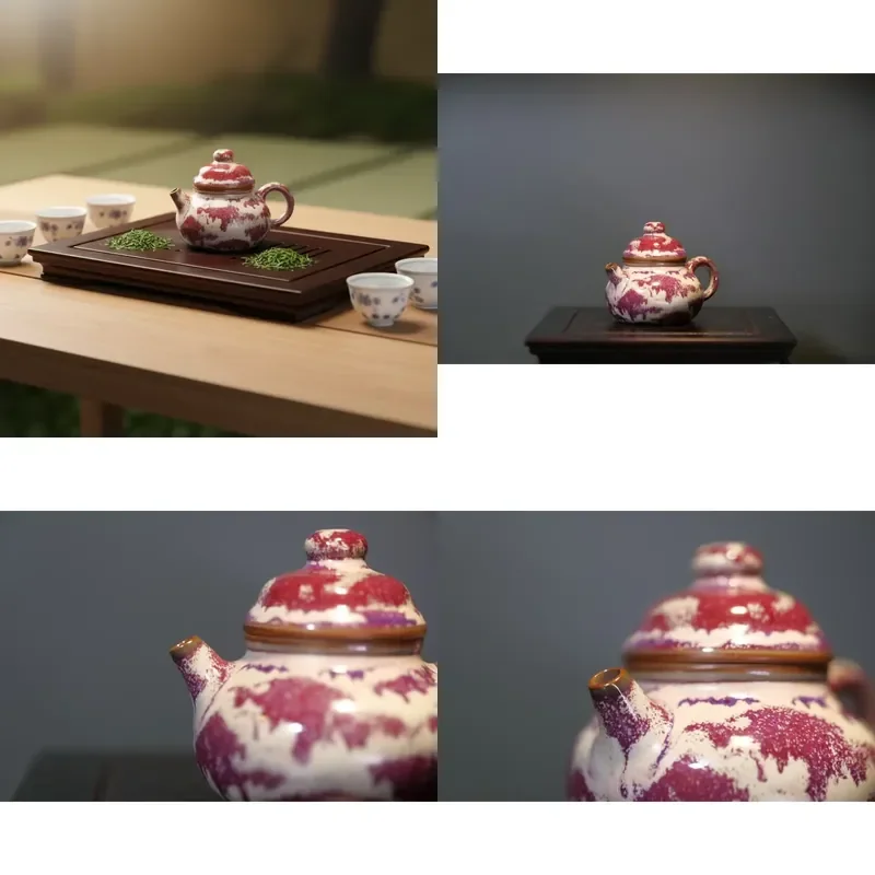 

【CHIMU HOME】 Exquisite Handcrafted Jun Porcelain Teapot for Chinese Heritage Infuser Heat-Resisting 120ml Capacity