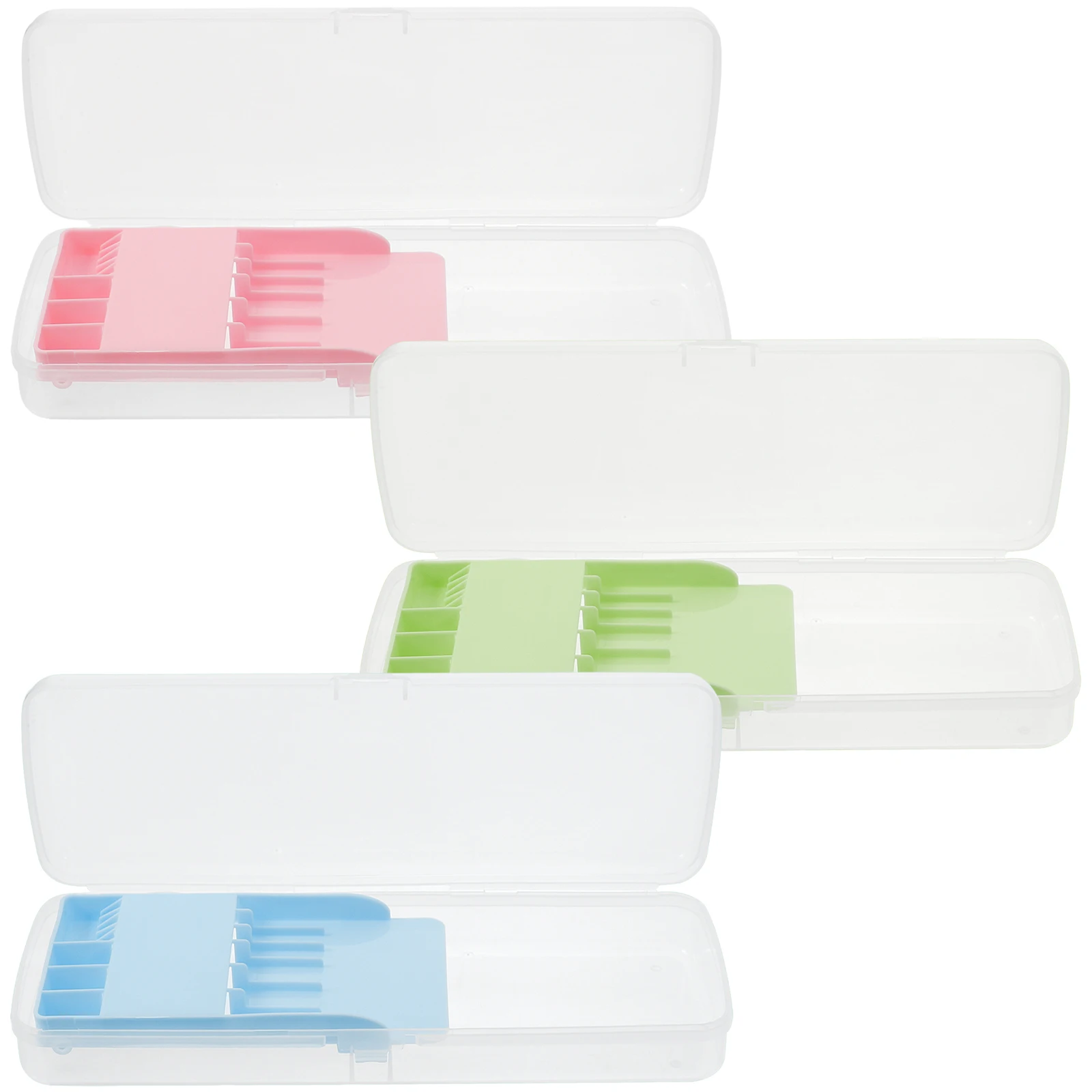 

3pcs Plastic Pencil Boxes Stationery Pen Storage Box Office Supplies Hard Pencil Case Clamshell Design Portable Pen Holder