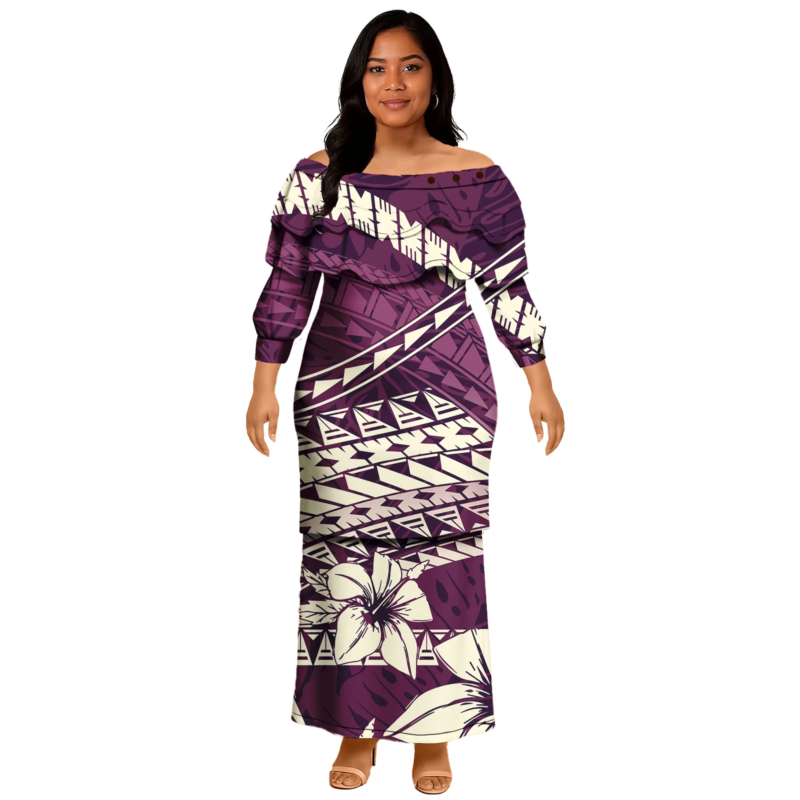 Women's Dress Asia & Pacific Islands Clothing Samoa Puletasi Polynesian Tribal Samoan Elegant Dress Long