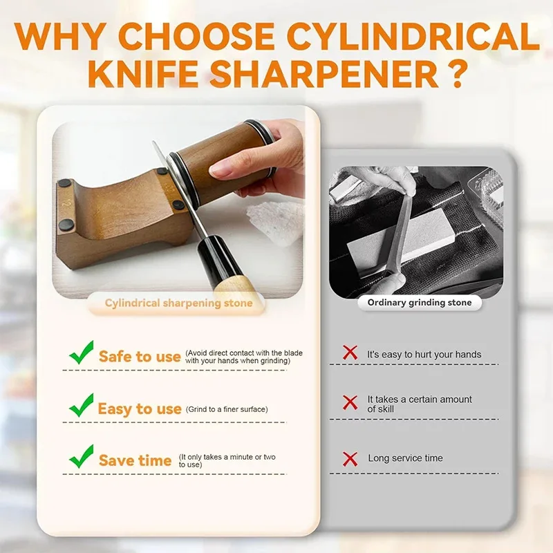 4 Adjustable Angles Knife Sharpener Rolling Type 12/15/18/20 Magnetic Wooden Base Diamond Stone Household Sharpening Tool