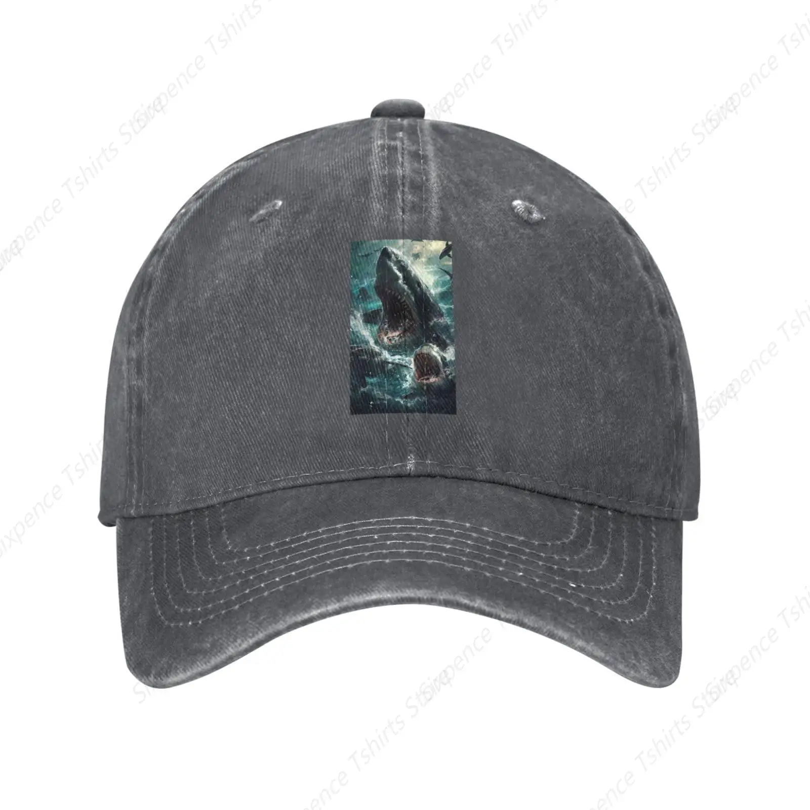 Deep Heather Wave Ocean Animal Shark Vintage Denim Cowboy Baseball Cap Dad Hat Men Women Adjustable