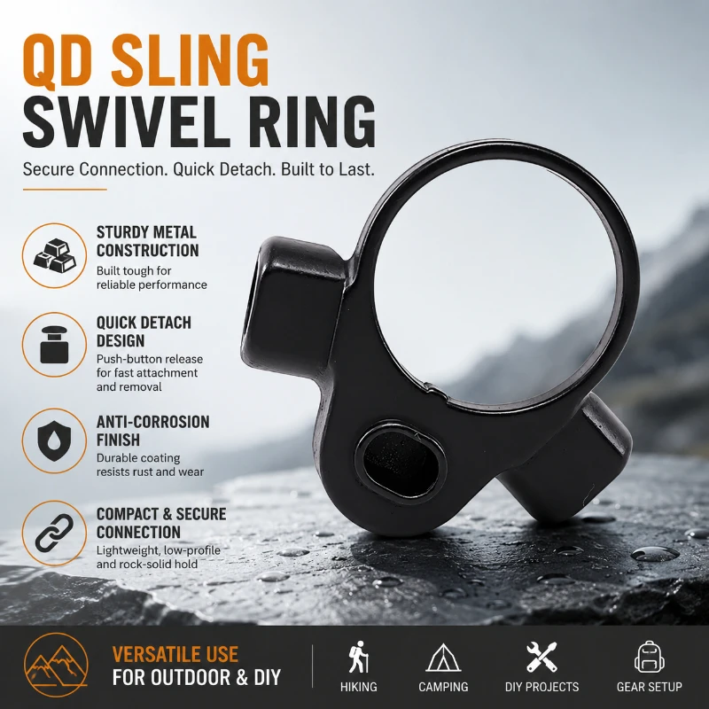 Metal Quick Release Sling Swivel Ring Heavy Duty Outdoor Sports Connection Buckle Black Sand Color Multi‑Purpose Accessory