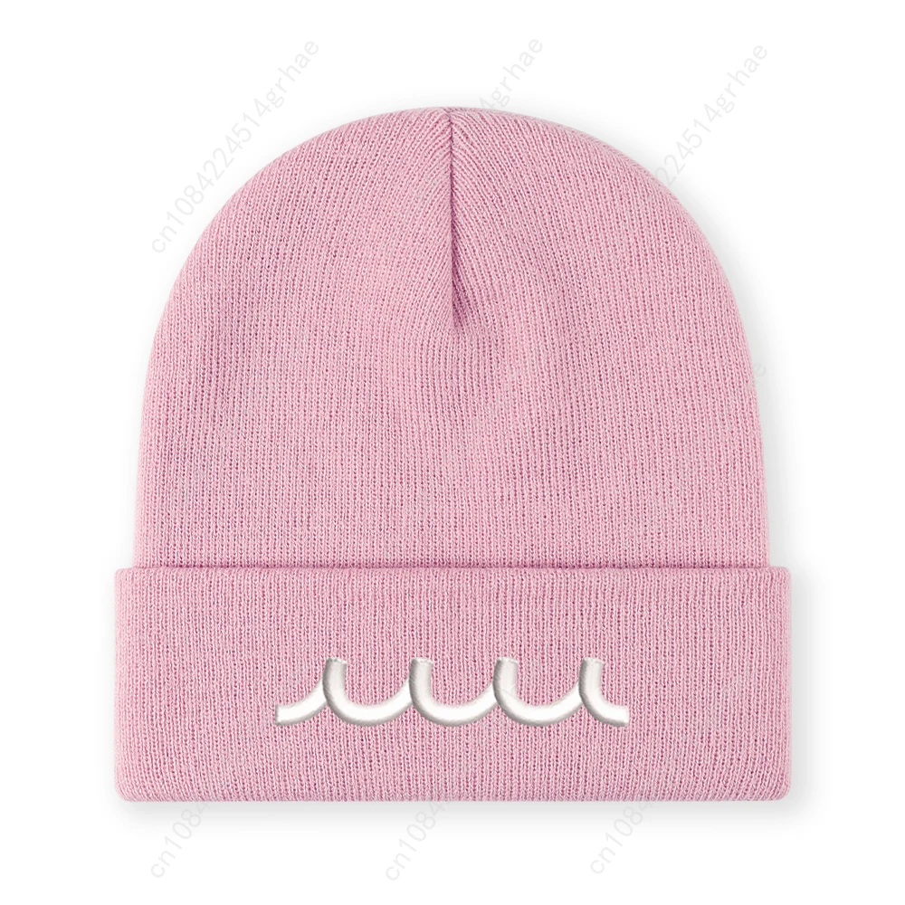 1pc'sea wave' bestickte Beanie, weich, dehnbar, leicht, Wintermütze für Damen und Herren, Outdoor-Hip-Hop-Mode