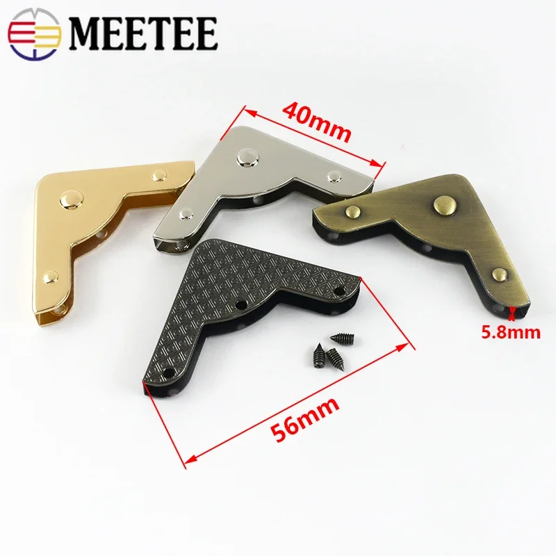 4/10Pcs 40*56mm Bag Edge Corner Protection Buckle Decoration Protector Corners Clip Metal Buckles Binding Screws Carabiner Clips