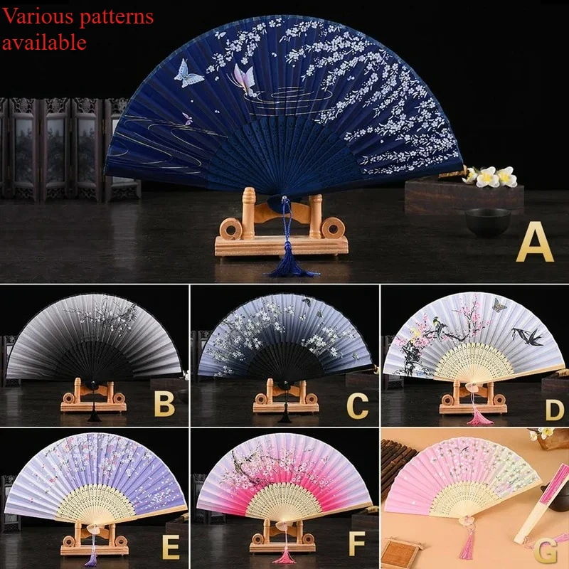 1Pc Folding Fan Bamboo Ancient Fan Handmade Chinese Traditional Decorative Craft Fan for Home Decor