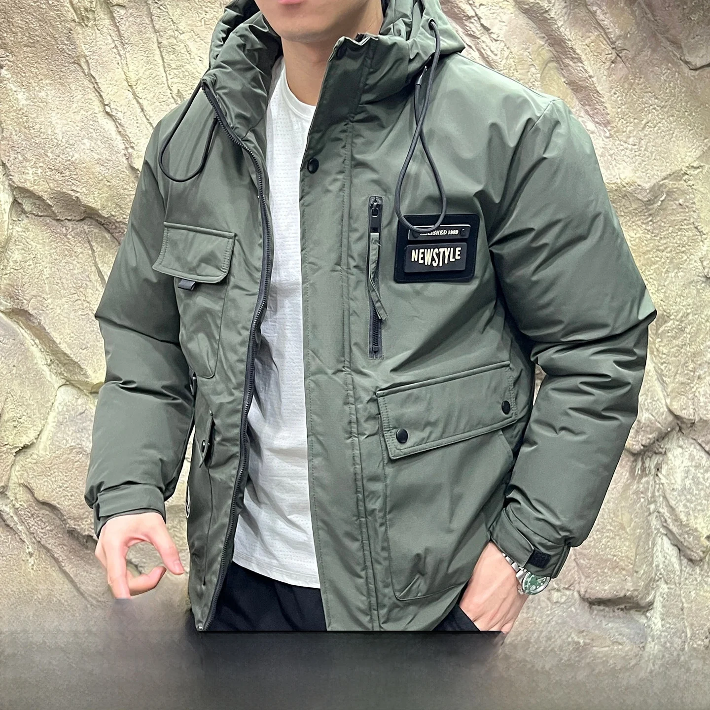 

Heavyweight Hooded Cotton Jaet Men's Women's Couple Warmth Resistance Winter Coat Stand Fit Long Sve Youth Faion