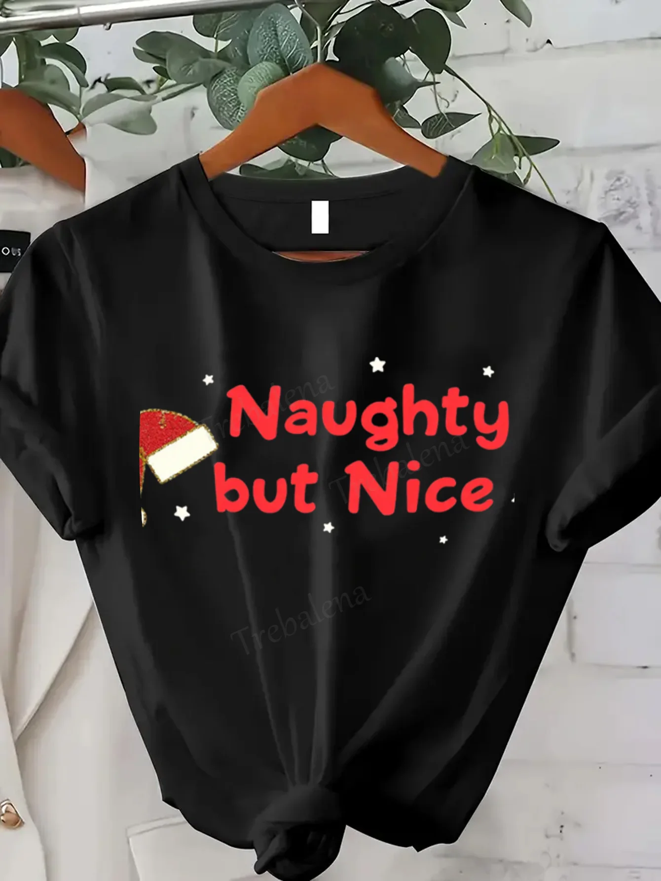 

Women T-shirt Naughty But Nice Christmas Tee - Sexy Holiday Style