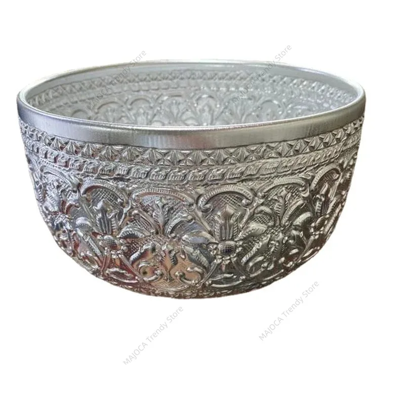 

Thailand Songkran Thai Dai Water-Sprinkling Festival Gold Bowl Silver Bowl Festival Props Metal Thai Buddhist Temple Basin